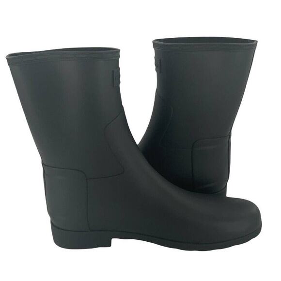 Hunter Original Refined Short Buckle Pull On Black Women's Rain Boots 11 New - Picture 2 of 9